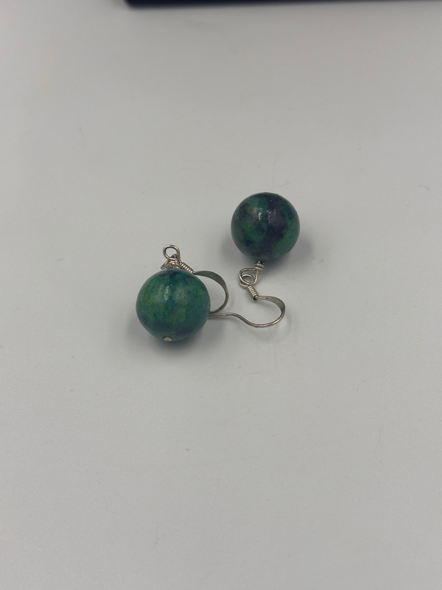 Chrysocolla Blau Grün Perlenkette mit Ohrringen