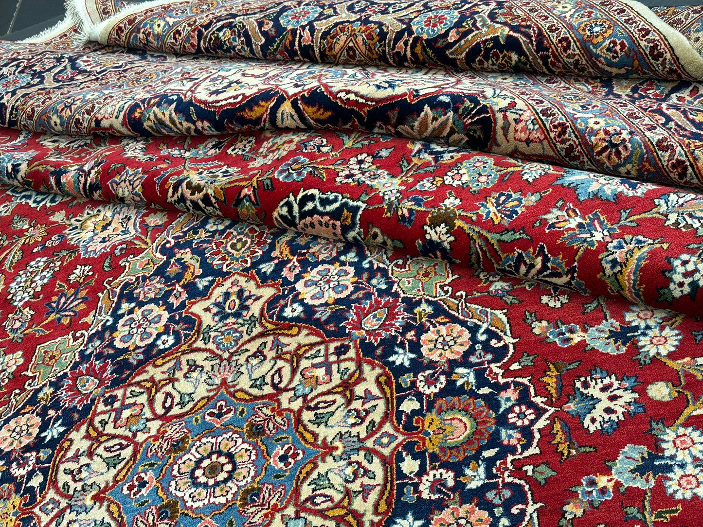orientteppich handgeknüpft Keschan Korkwolle semi antik 420x305 cm