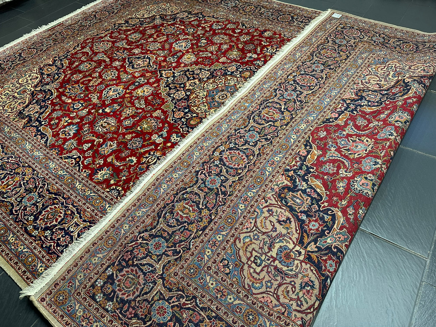 orientteppich handgeknüpft Keschan Korkwolle semi antik 420x305 cm