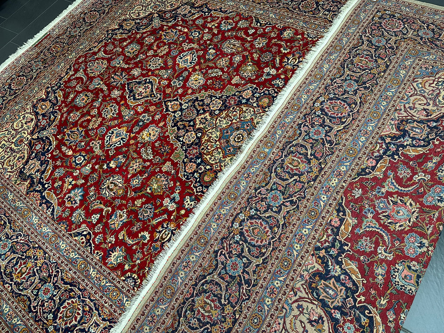orientteppich handgeknüpft Keschan Korkwolle semi antik 420x305 cm