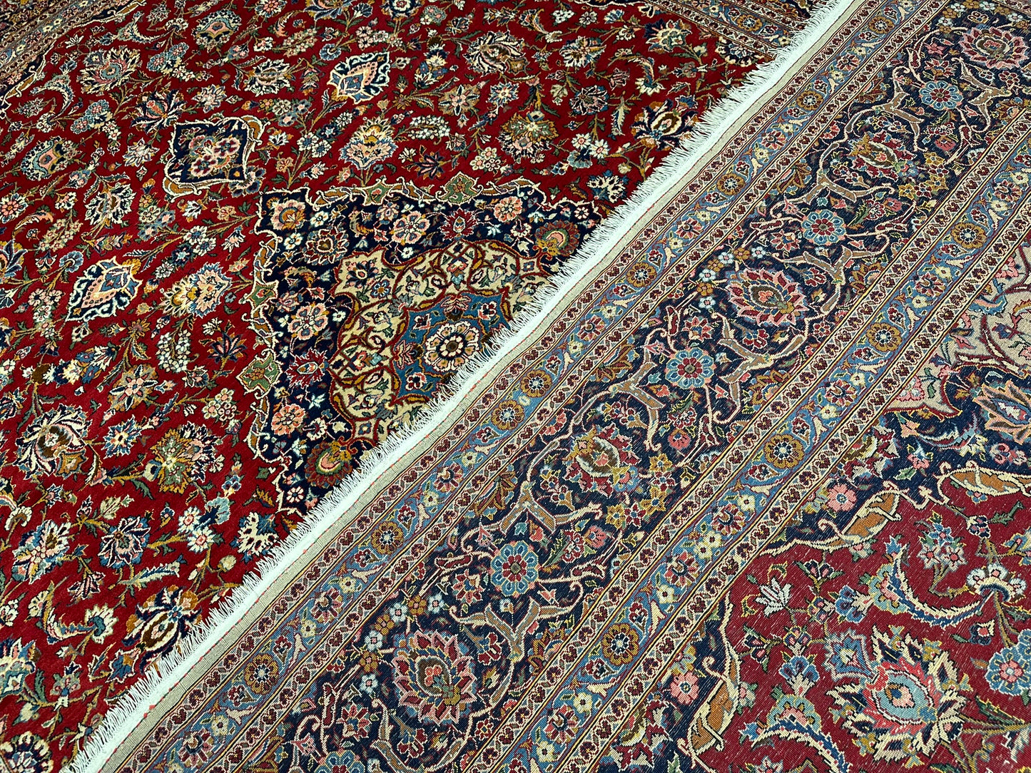 orientteppich handgeknüpft Keschan Korkwolle semi antik 420x305 cm