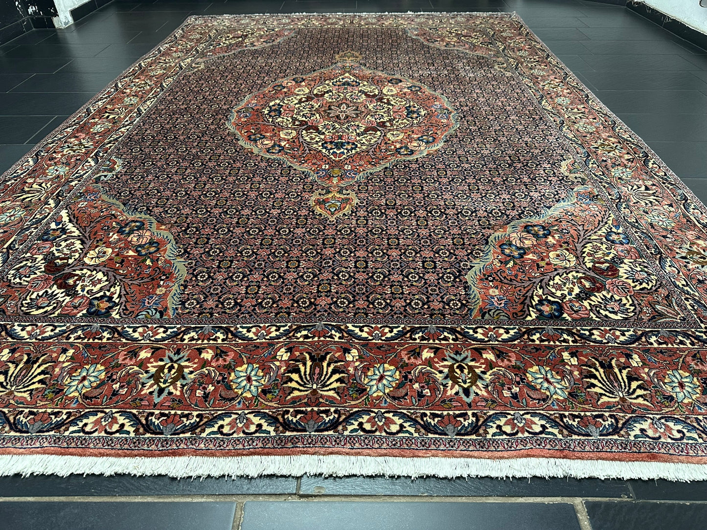 orientteppich handgeknüpft Bidjar Korkwolle medallion 370x258 cm