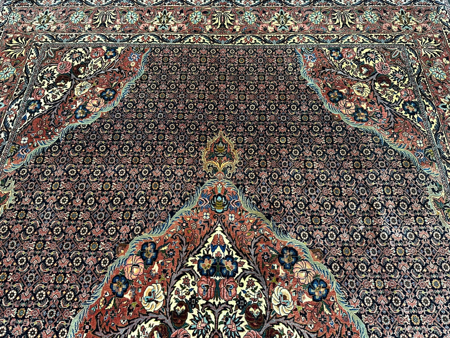 orientteppich handgeknüpft Bidjar Korkwolle medallion 370x258 cm