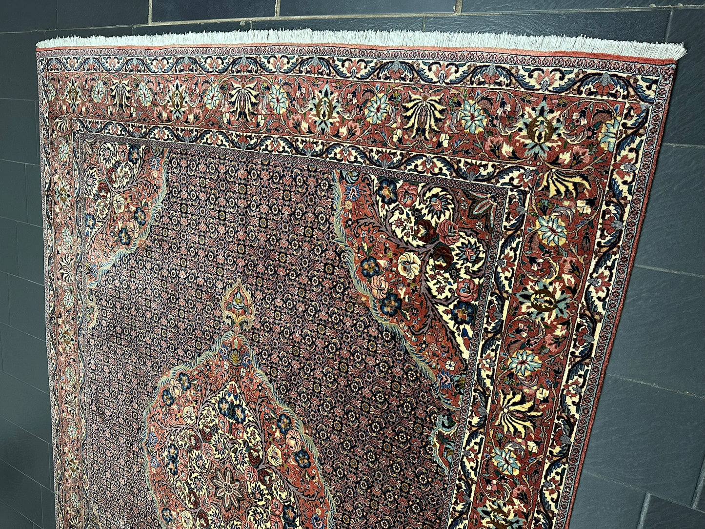 orientteppich handgeknüpft Bidjar Korkwolle medallion 370x258 cm