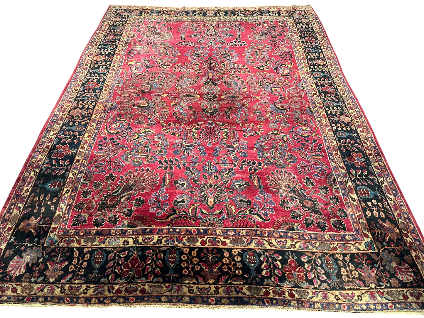 Antik Orientteppich handgeknüpft Sarough  Re-Import US Jugendstil 370x275 cm