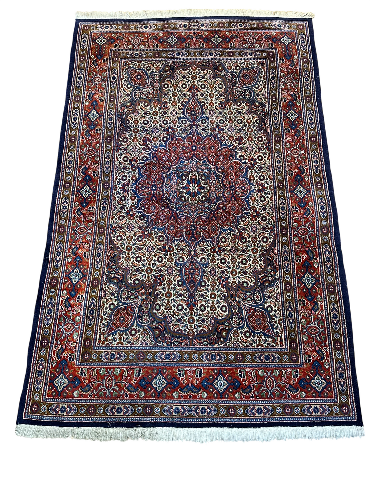 Orientteppich handgeknüpft Moud Wolle mit Seide 200x130 cm