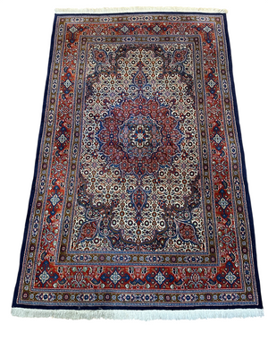 Orientteppich handgeknüpft Moud Wolle mit Seide 200x130 cm