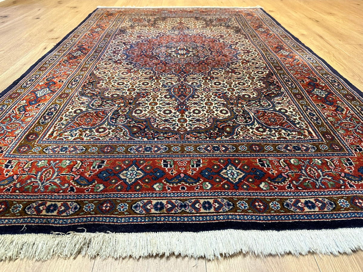Orientteppich handgeknüpft Moud Wolle mit Seide 200x130 cm
