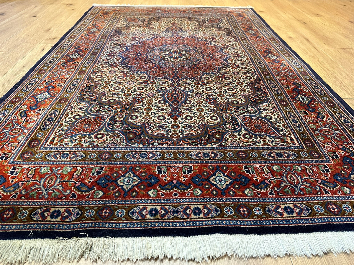 Orientteppich handgeknüpft Moud Wolle mit Seide 200x130 cm