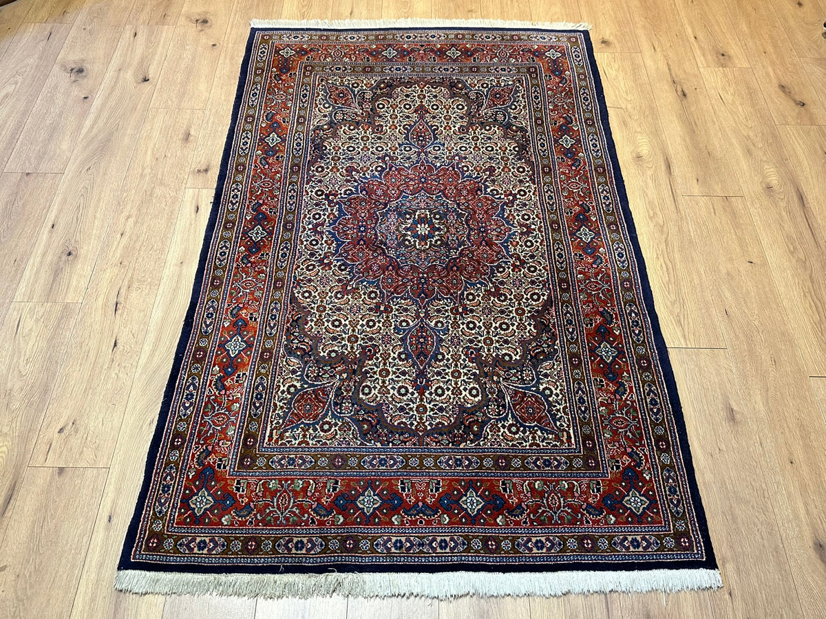 Orientteppich handgeknüpft Moud Wolle mit Seide 200x130 cm