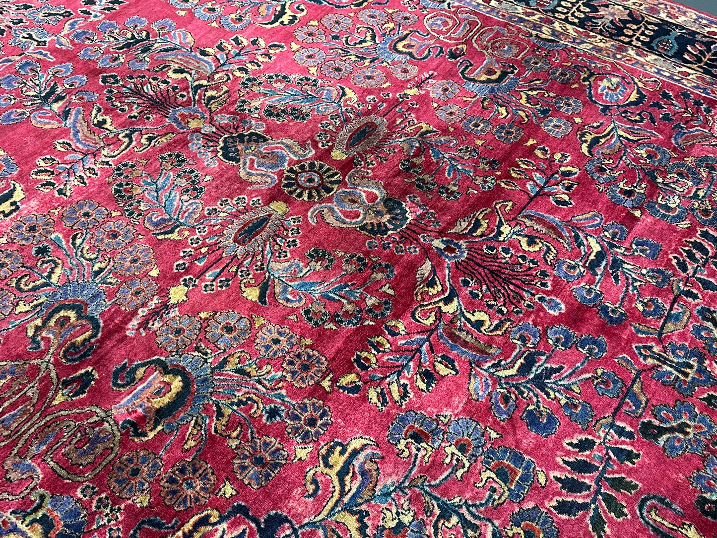 Antik Orientteppich handgeknüpft Sarough  Re-Import US Jugendstil 370x275 cm