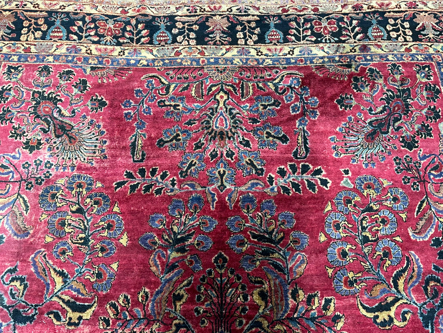 Antik Orientteppich handgeknüpft Sarough  Re-Import US Jugendstil 370x275 cm