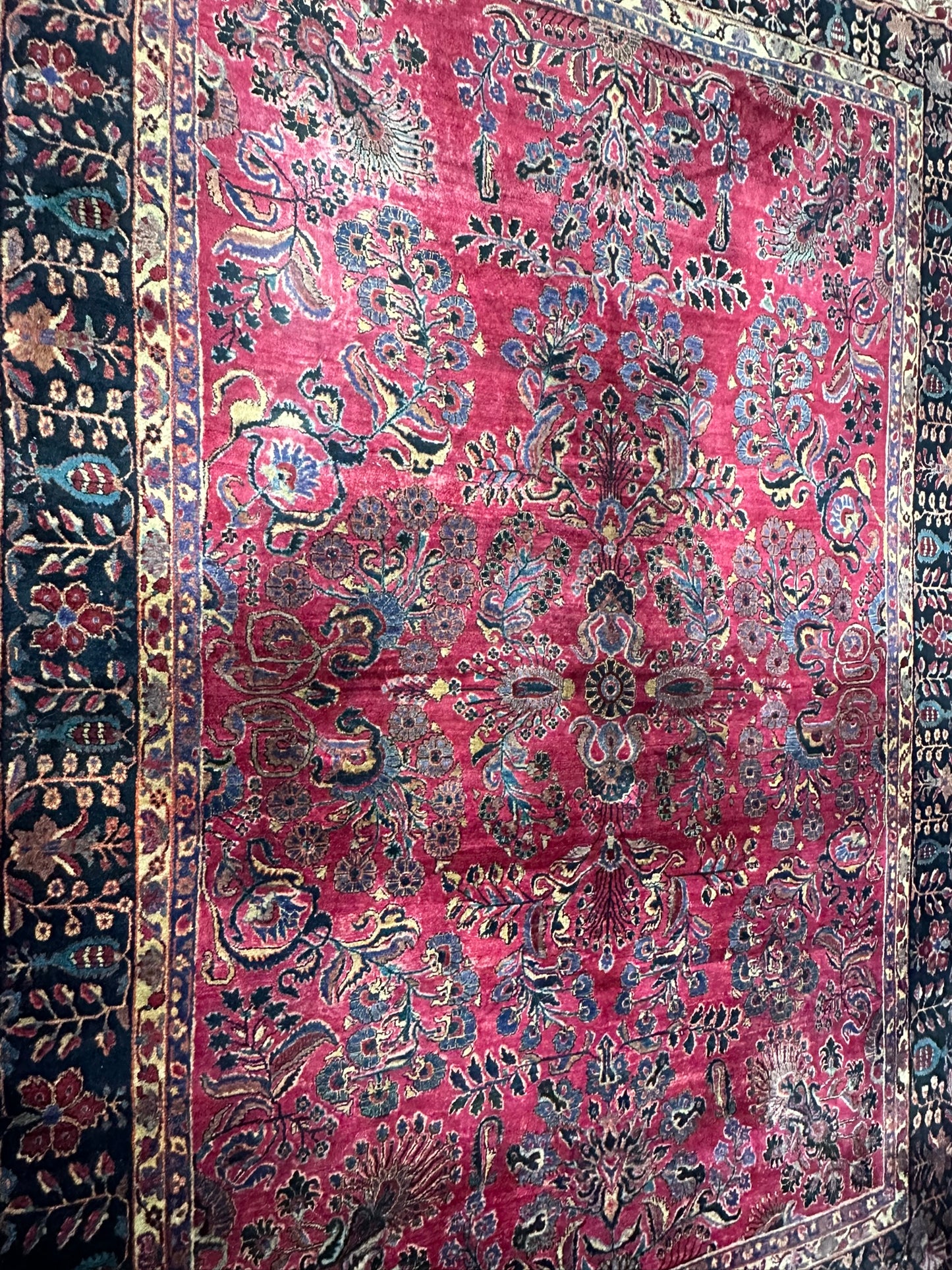 Antik Orientteppich handgeknüpft Sarough  Re-Import US Jugendstil 370x275 cm
