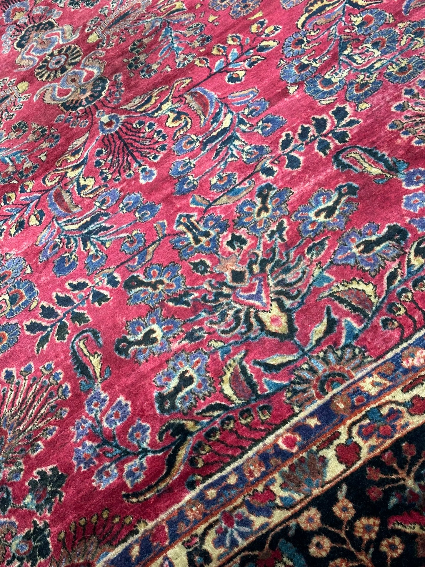 Antik Orientteppich handgeknüpft Sarough  Re-Import US Jugendstil 370x275 cm