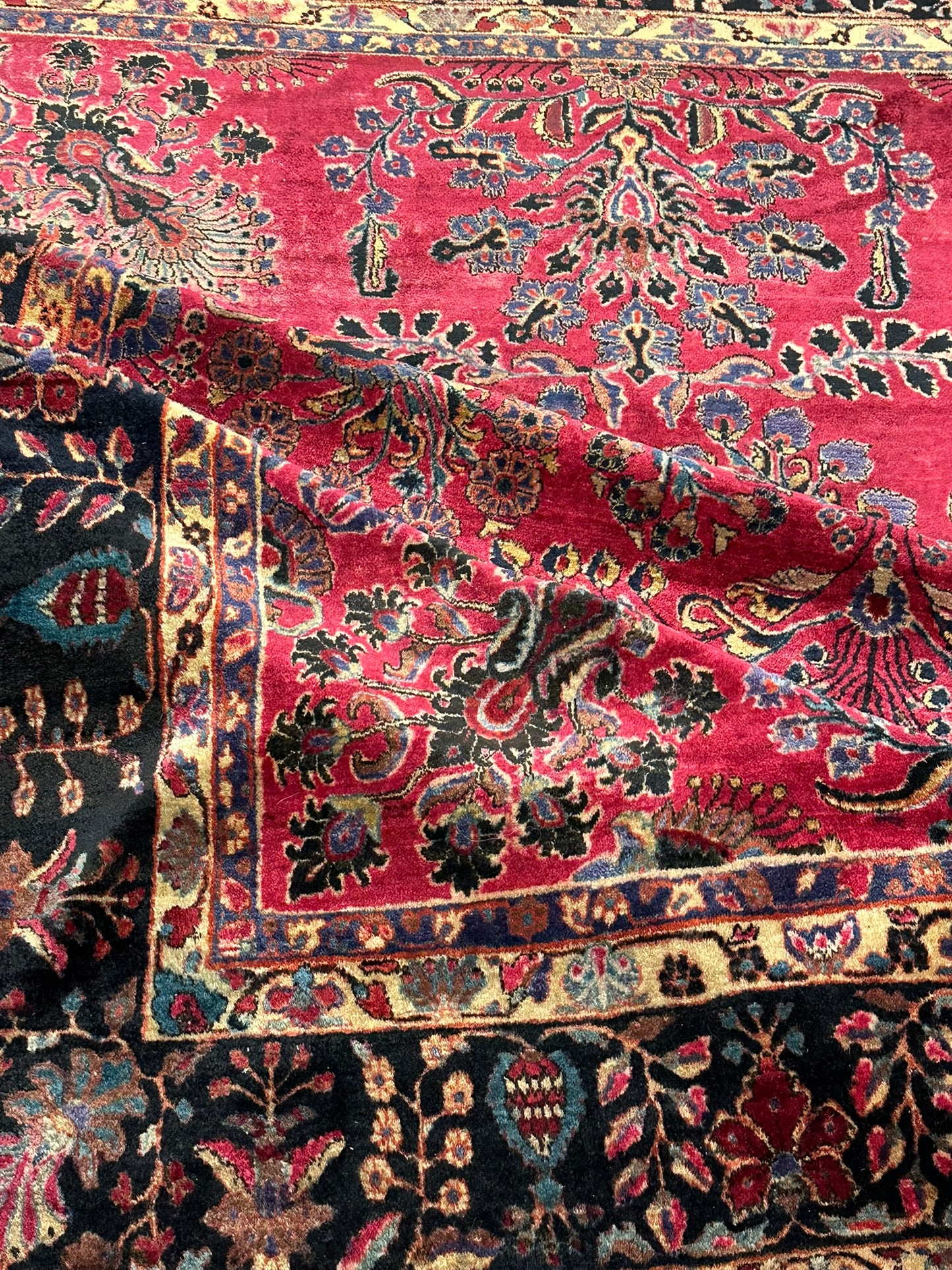 Antik Orientteppich handgeknüpft Sarough  Re-Import US Jugendstil 370x275 cm