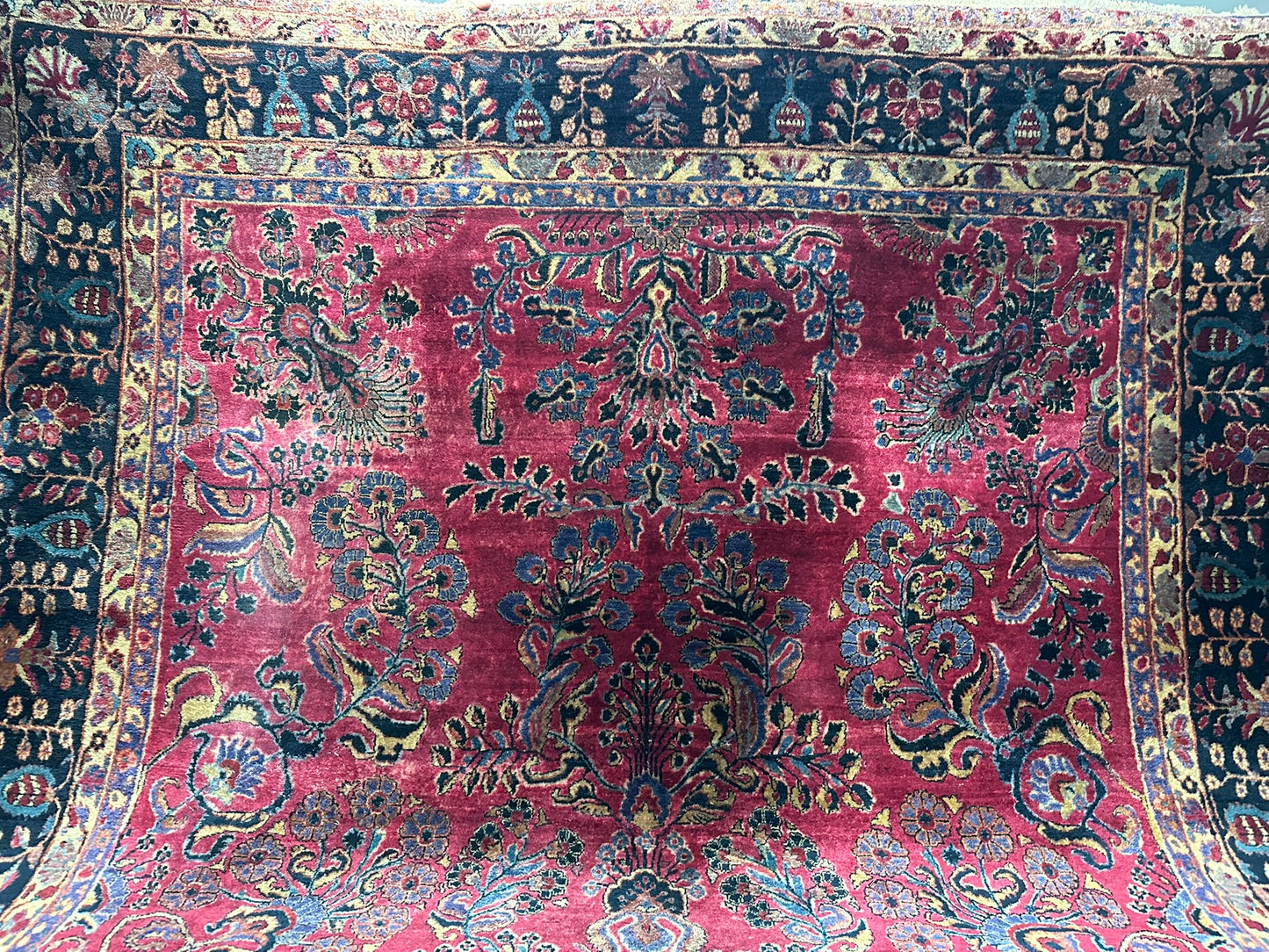 Antik Orientteppich handgeknüpft Sarough  Re-Import US Jugendstil 370x275 cm