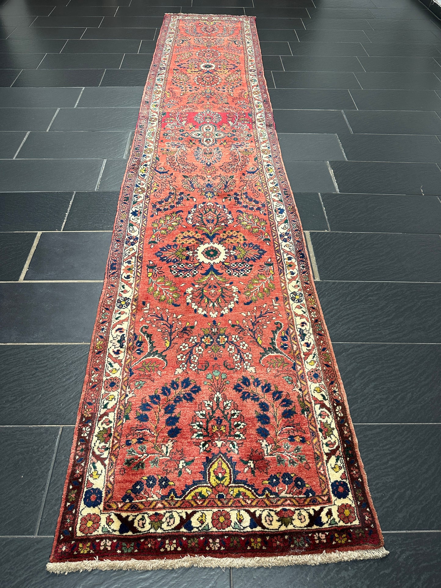 Handgeknüpfter Perser Orientteppich: Hamadan Läufer 440x85cm