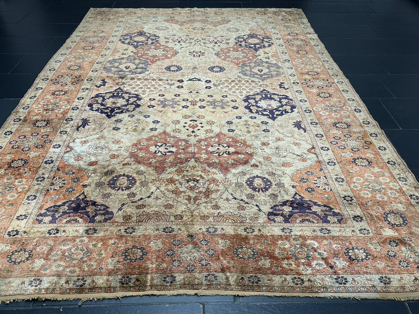 Antik Orientteppich handgeknüpft Türkei Hereke kayseri Seide 285x195 cm