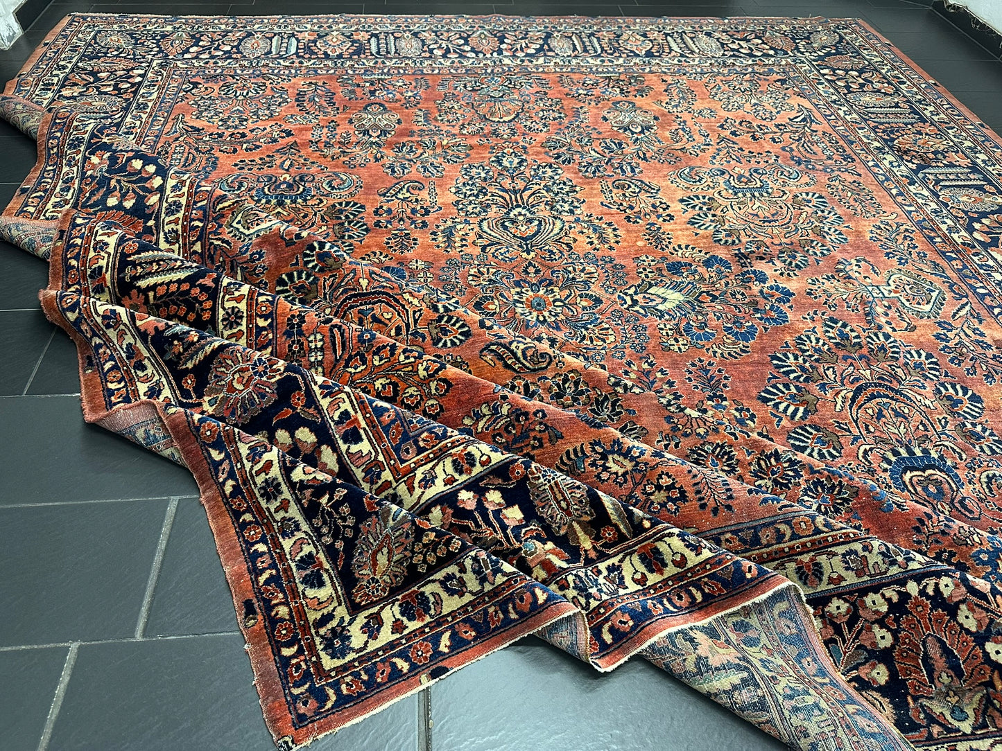 orientteppich handgeknüpft Sarough RE-import usa antik 410x372 cm