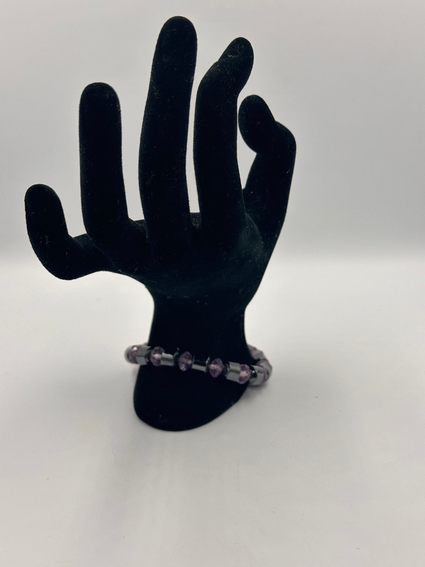 Hämatit Armband mit rosa Amethyst