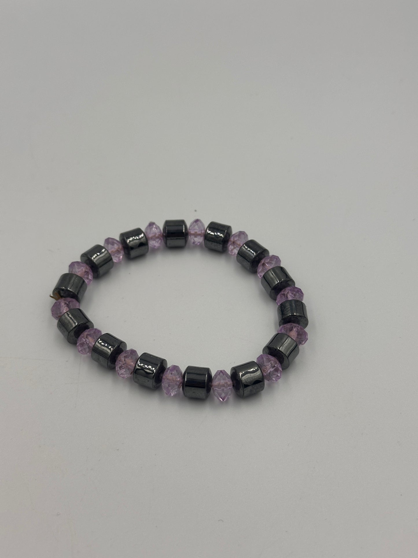 Hämatit Armband mit rosa Amethyst