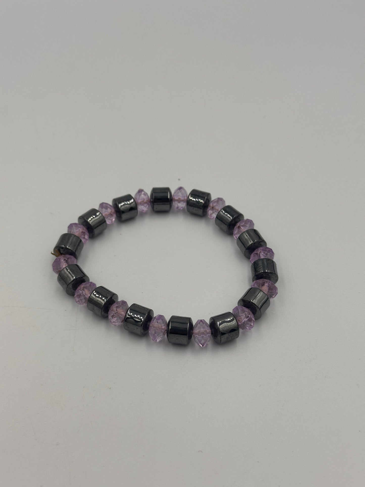 Hämatit Armband mit rosa Amethyst