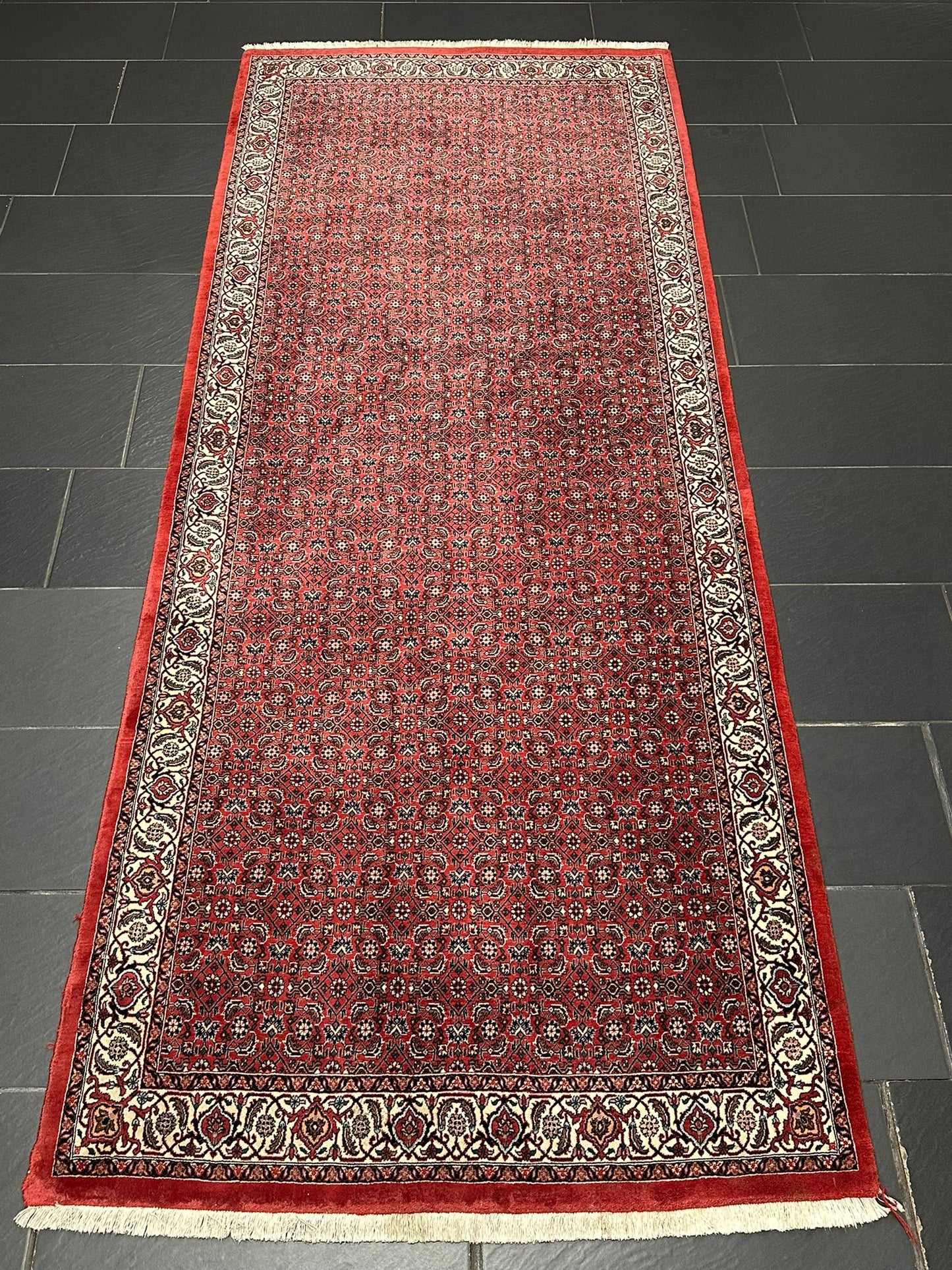 Orientteppich handgeknüpft Bidjar Läufer 300x120 cm