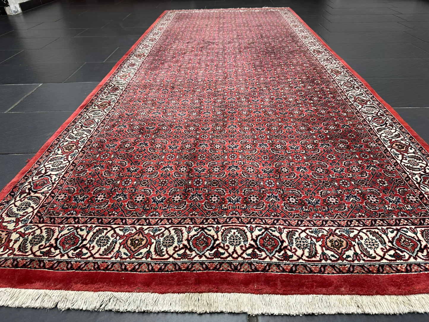 Orientteppich handgeknüpft Bidjar Läufer 300x120 cm