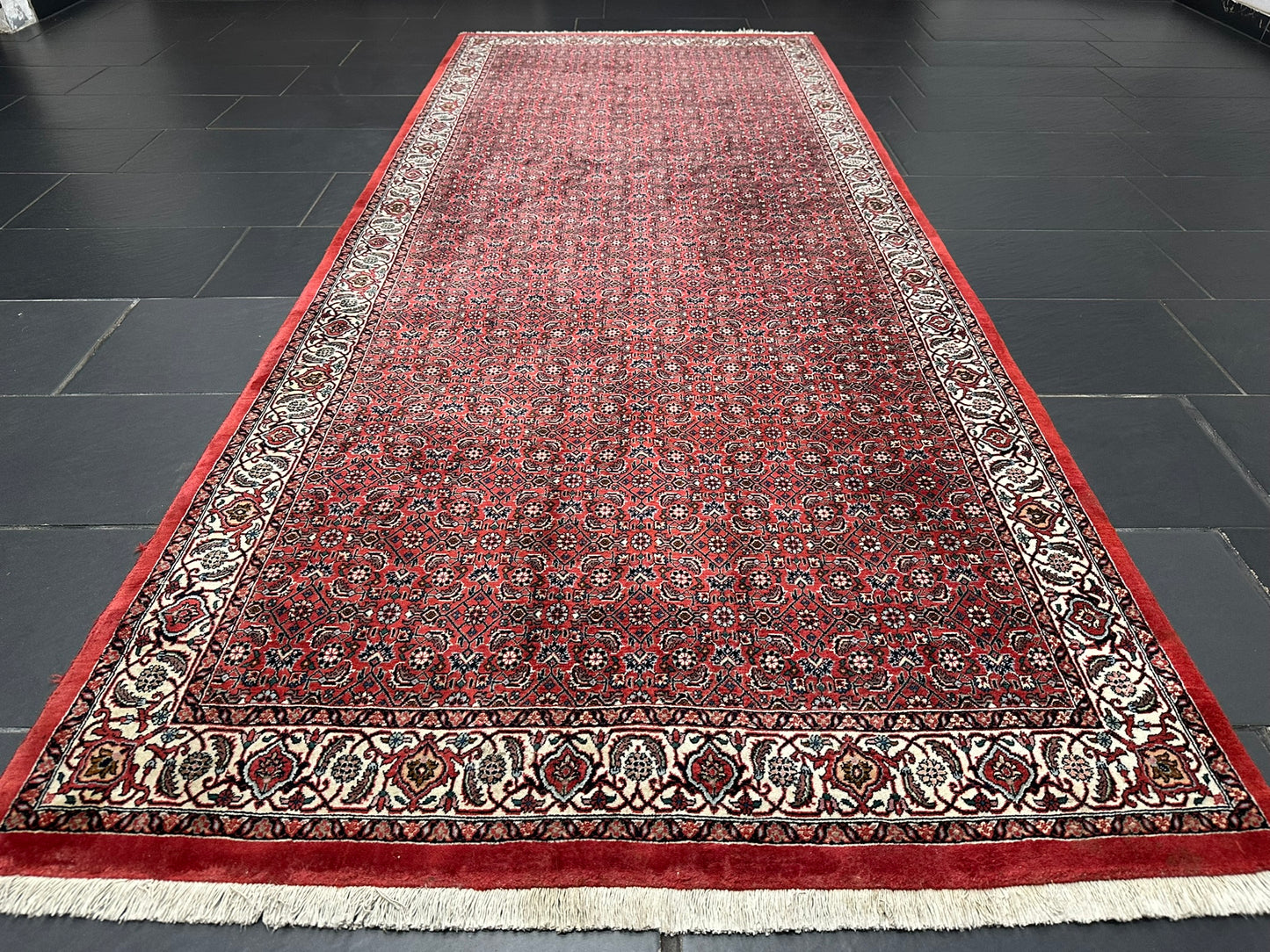 Orientteppich handgeknüpft Bidjar Läufer 300x120 cm
