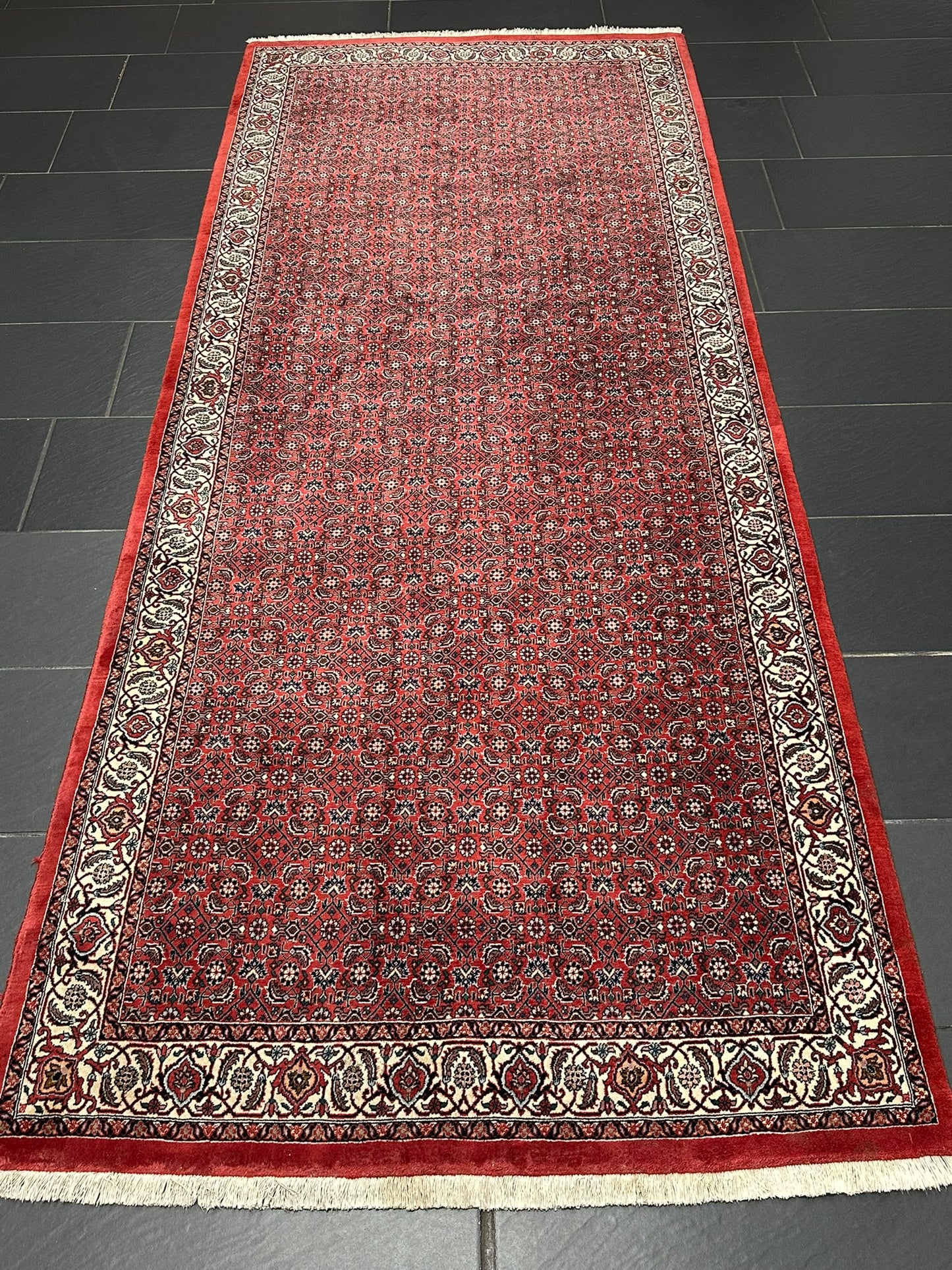 Orientteppich handgeknüpft Bidjar Läufer 300x120 cm