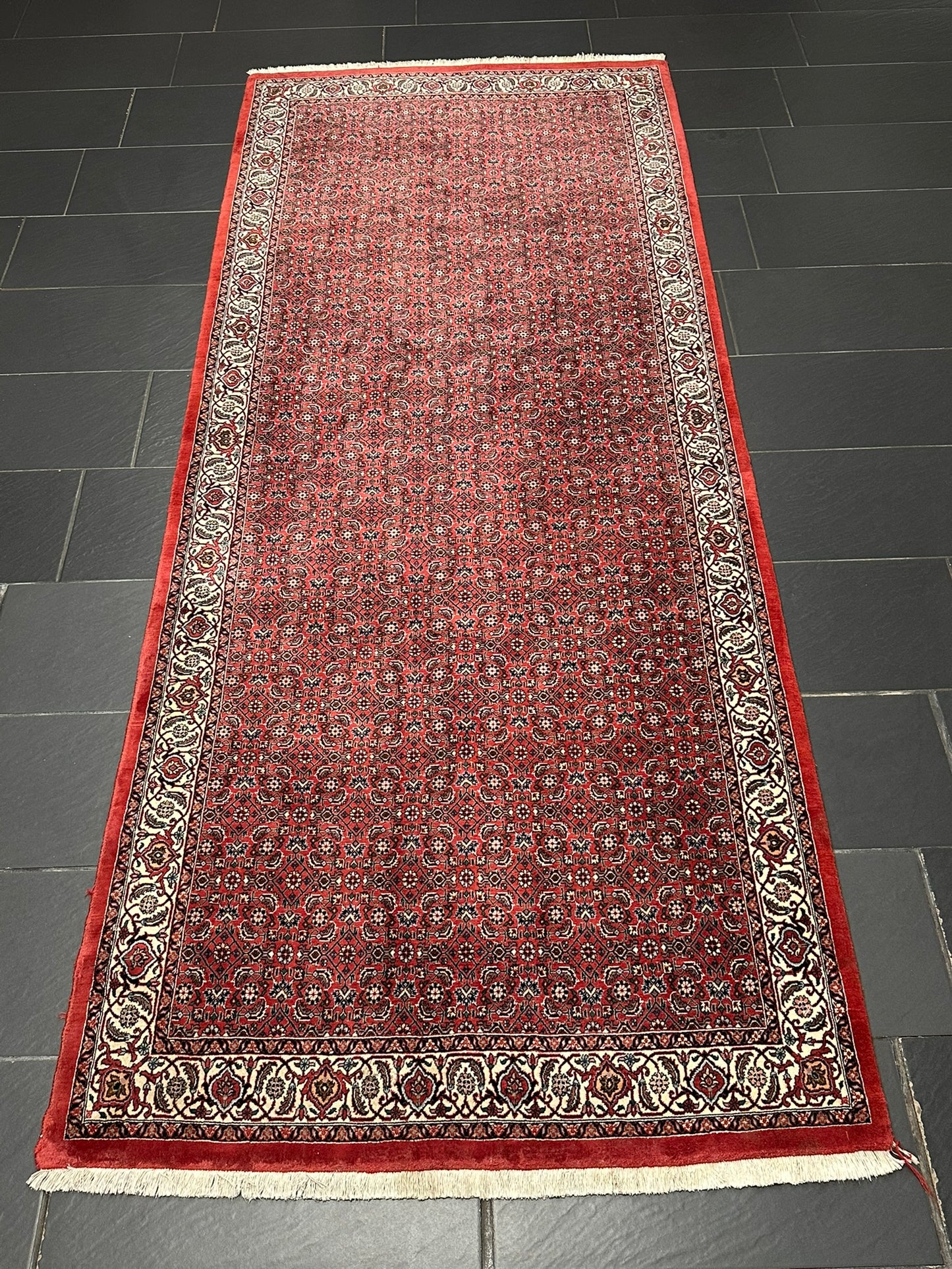 Orientteppich handgeknüpft Bidjar Läufer 300x120 cm