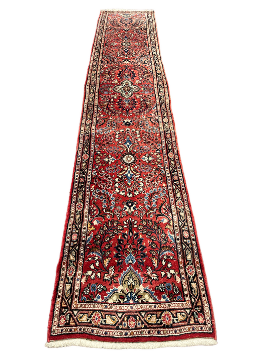 Handgeknüpfter Perser Orientteppich: Sarough Läufer 424x81cm