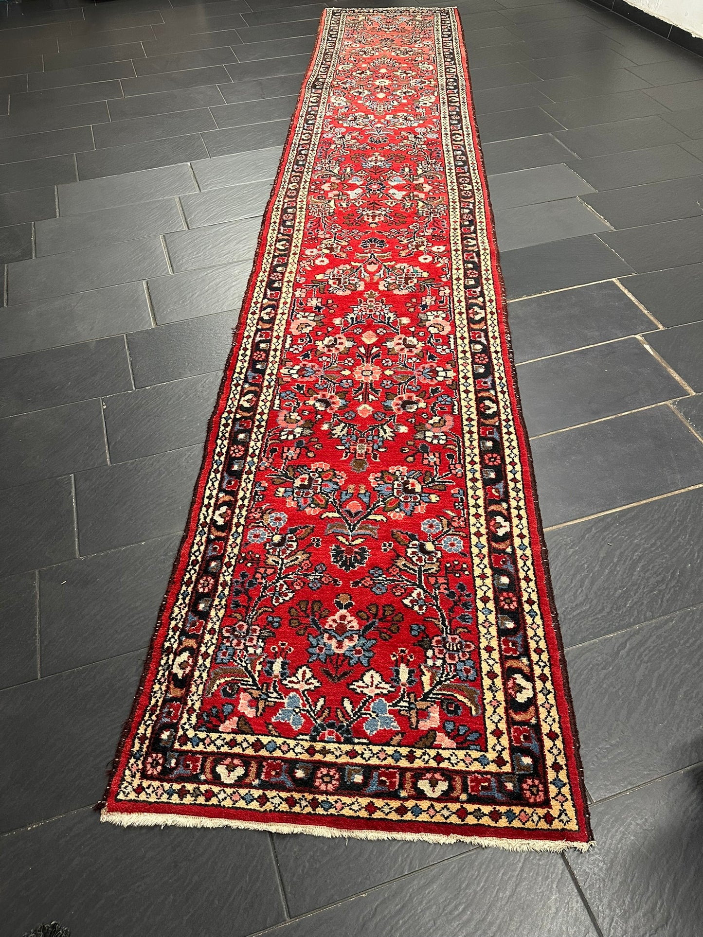 Orientteppich handgeknüpft Sarough Läufer Wolle 515x95 cm