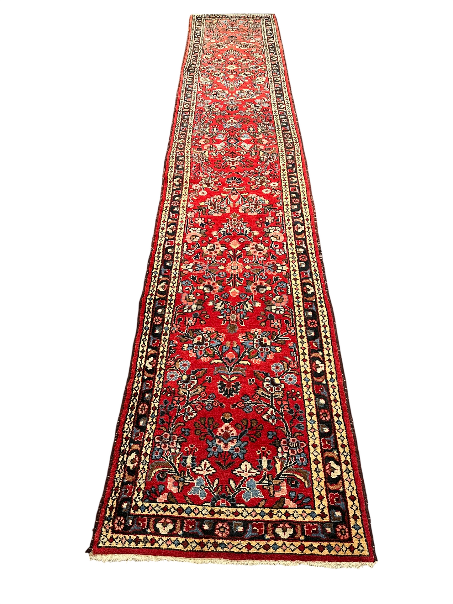 Orientteppich handgeknüpft Sarough Läufer Wolle 515x95 cm