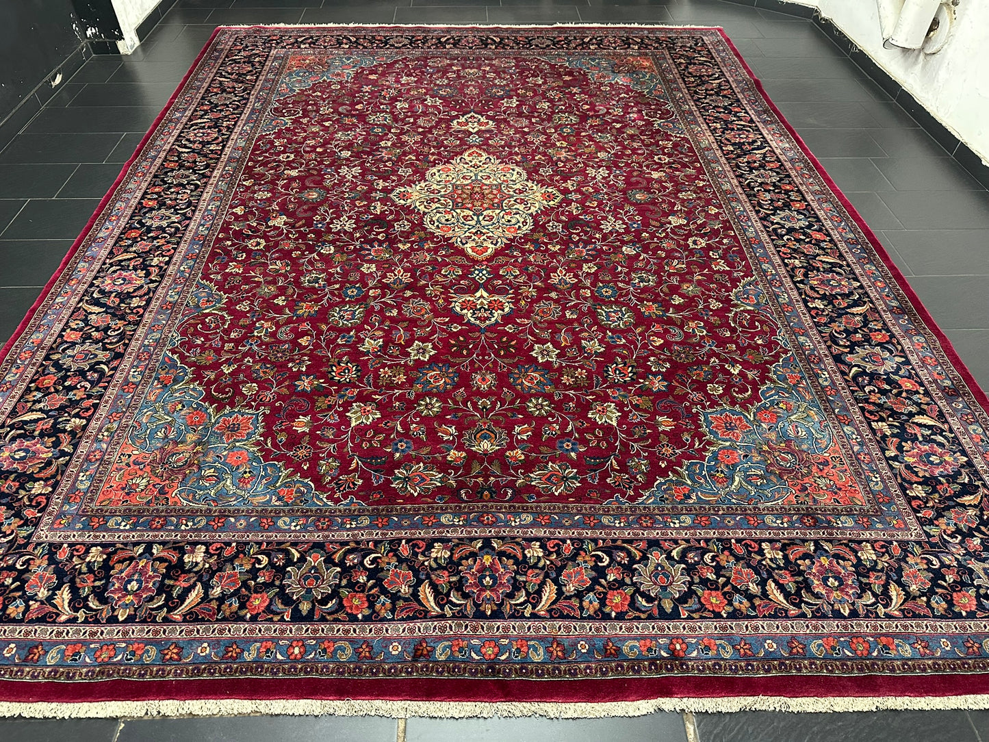 Handgeknüpfter Keschan Korkwolle Teppich Antik 415x320 cm