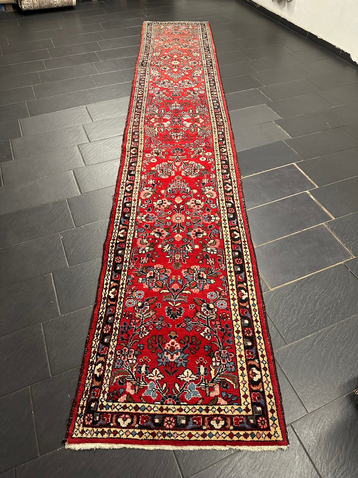 Orientteppich handgeknüpft Sarough Läufer Wolle 515x95 cm