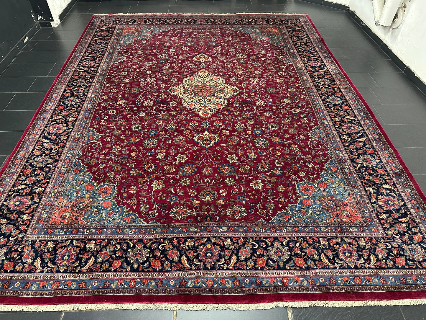Handgeknüpfter Keschan Korkwolle Teppich Antik 415x320 cm