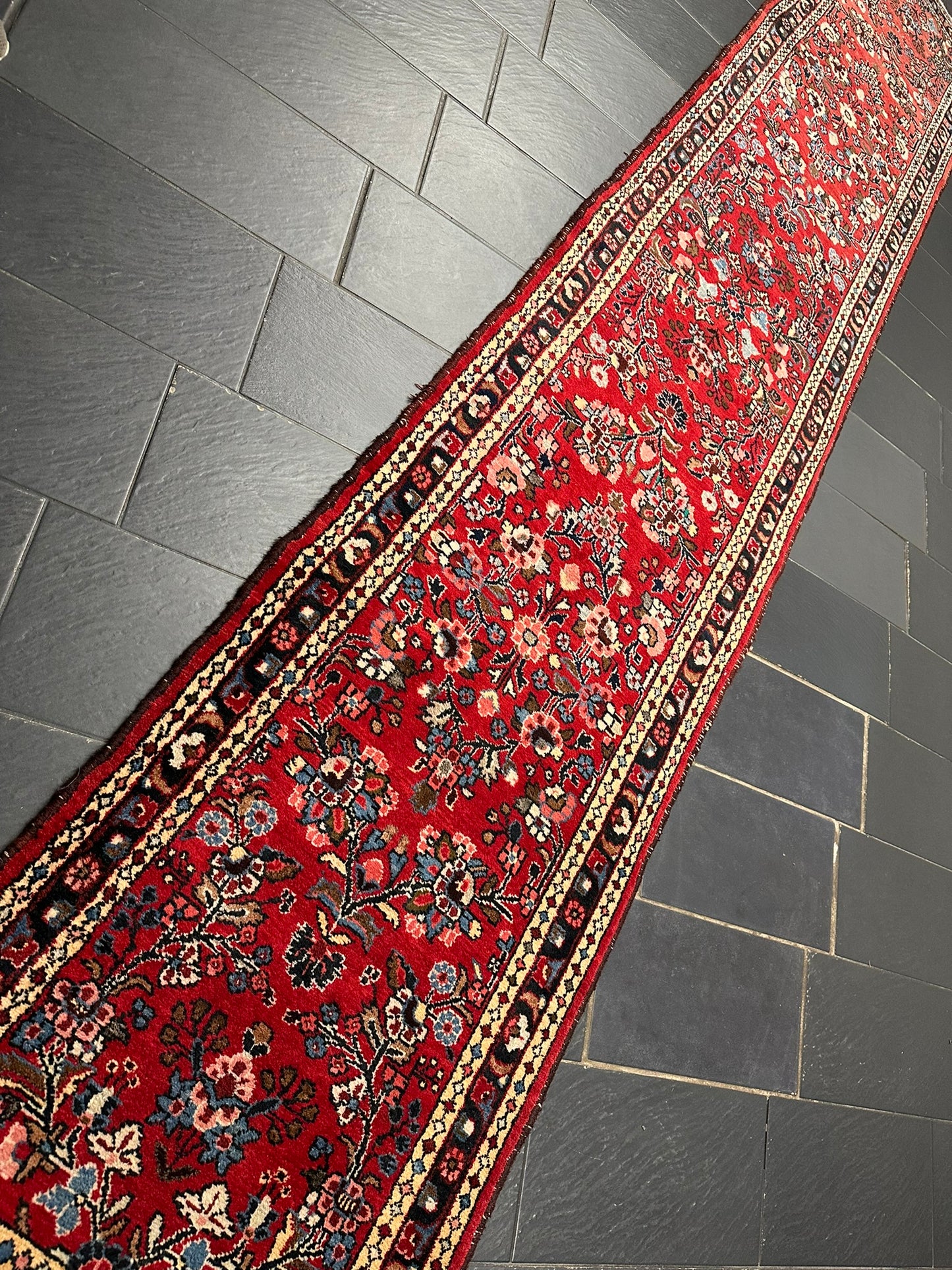 Orientteppich handgeknüpft Sarough Läufer Wolle 515x95 cm