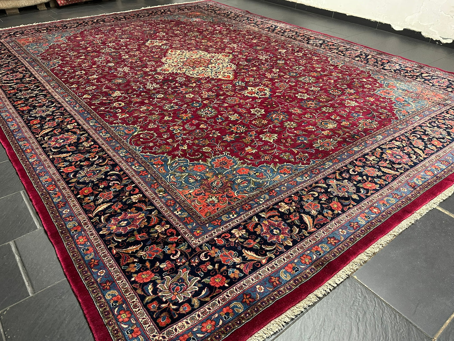 Handgeknüpfter Keschan Korkwolle Teppich Antik 415x320 cm