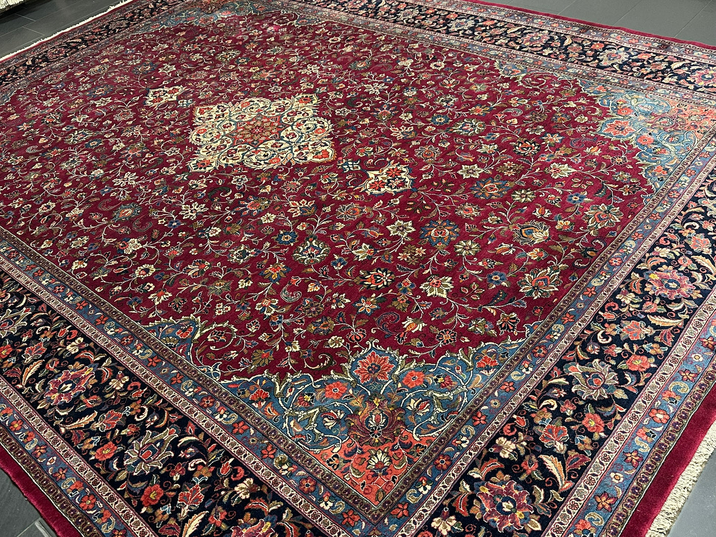 Handgeknüpfter Keschan Korkwolle Teppich Antik 415x320 cm