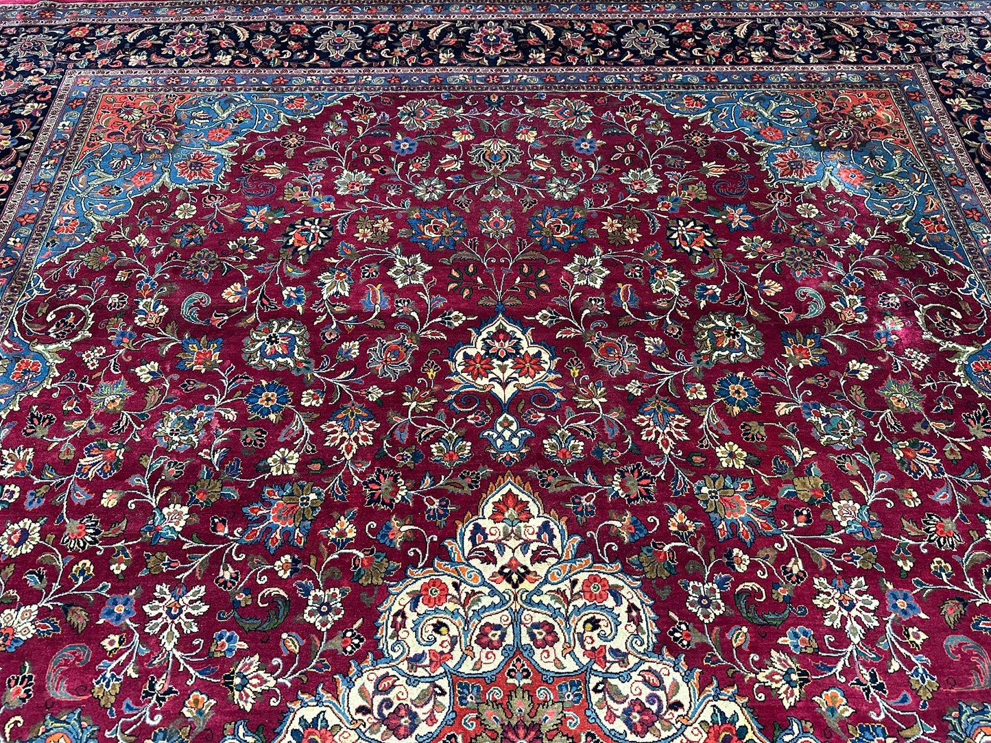 Handgeknüpfter Keschan Korkwolle Teppich Antik 415x320 cm