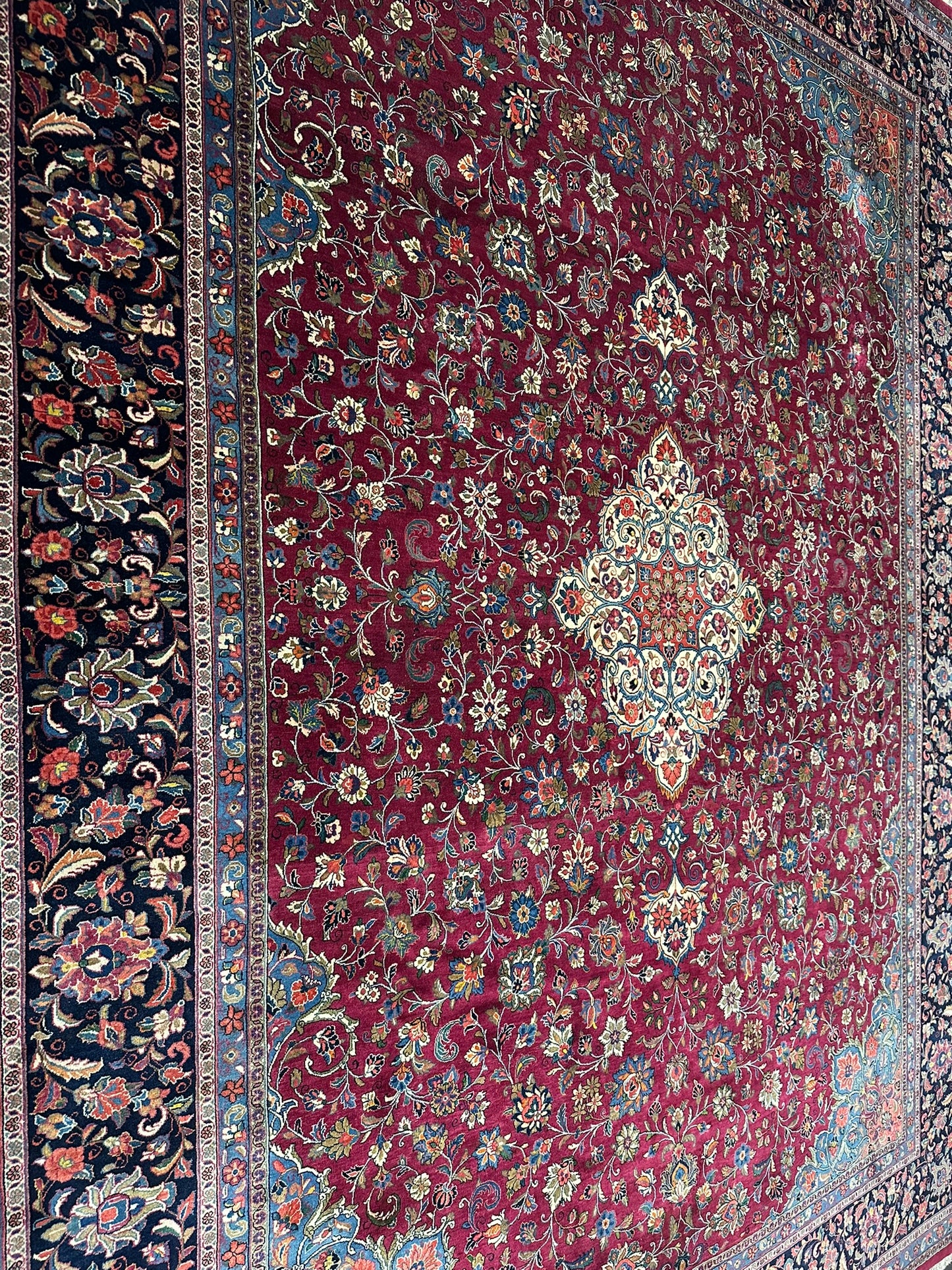 Handgeknüpfter Keschan Korkwolle Teppich Antik 415x320 cm