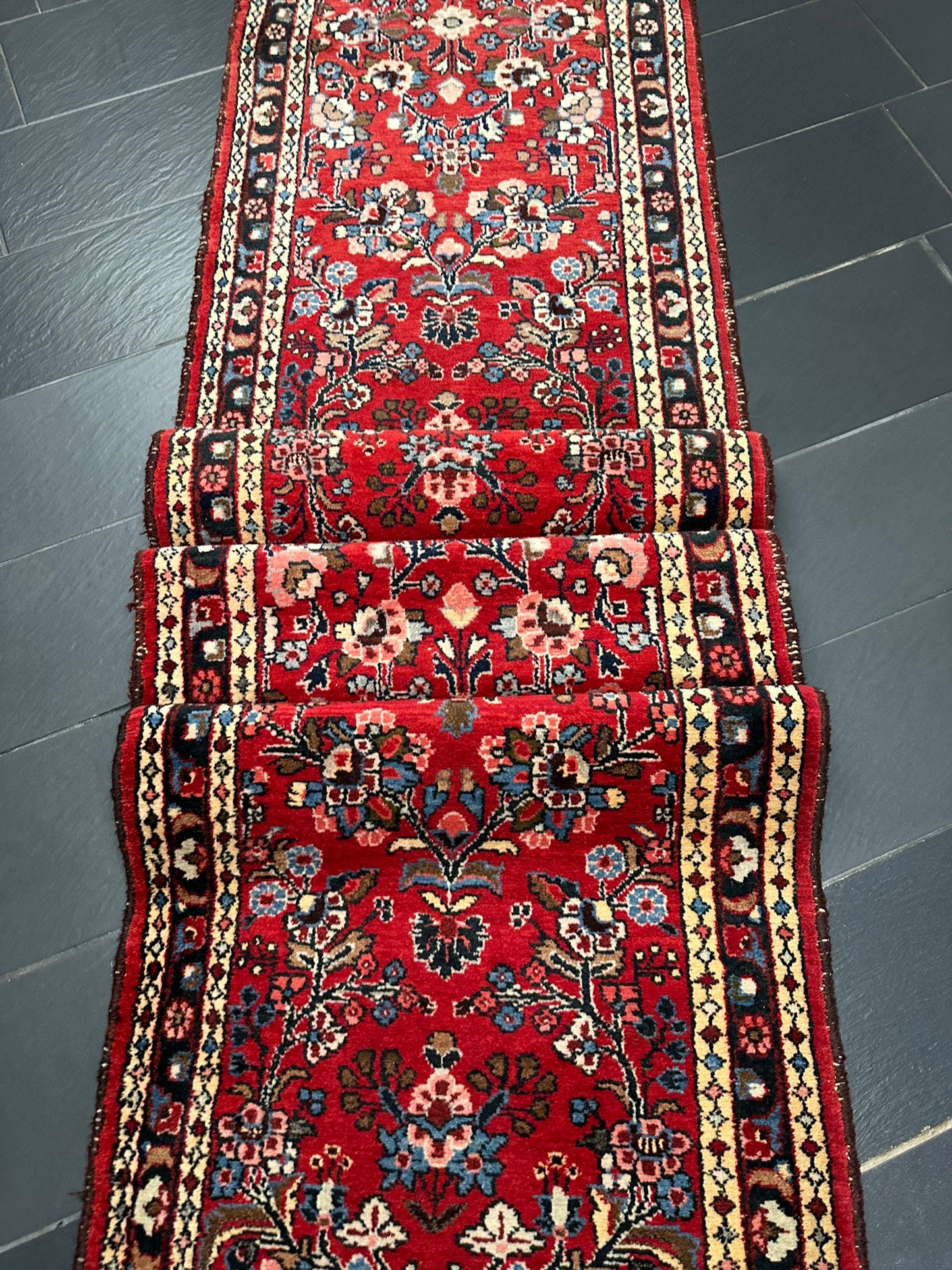 Orientteppich handgeknüpft Sarough Läufer Wolle 515x95 cm