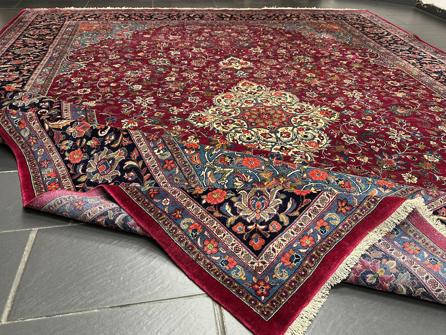 Handgeknüpfter Keschan Korkwolle Teppich Antik 415x320 cm