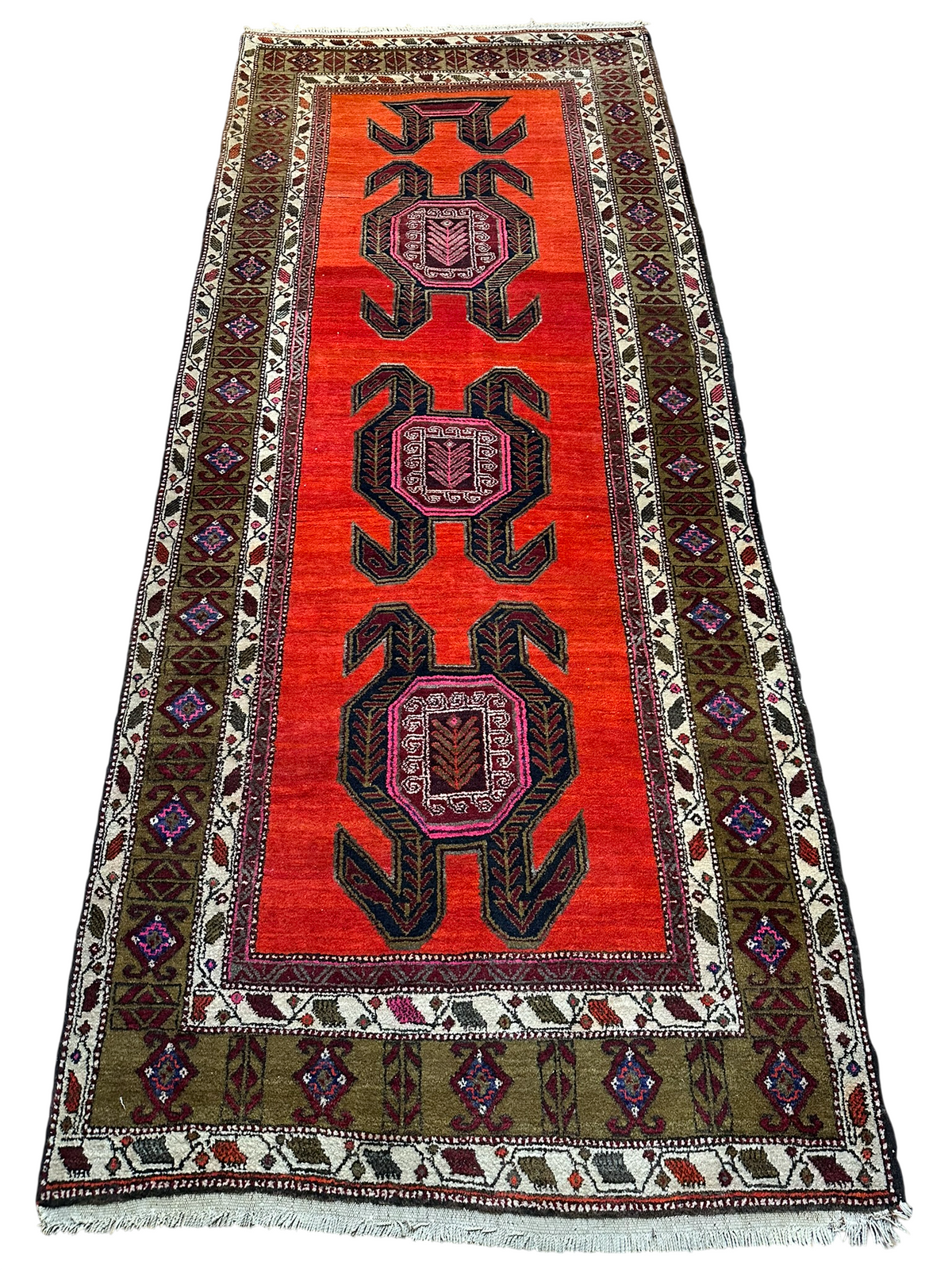 Orientteppich handgeknüpft  Kazak Naturfarben Top 310x130 cm