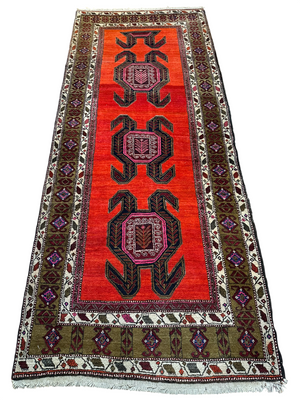 Orientteppich handgeknüpft  Kazak Naturfarben Top 310x130 cm