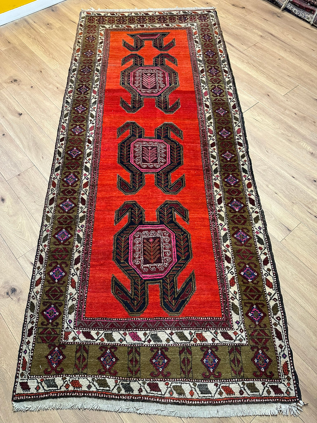 Orientteppich handgeknüpft  Kazak Naturfarben Top 310x130 cm