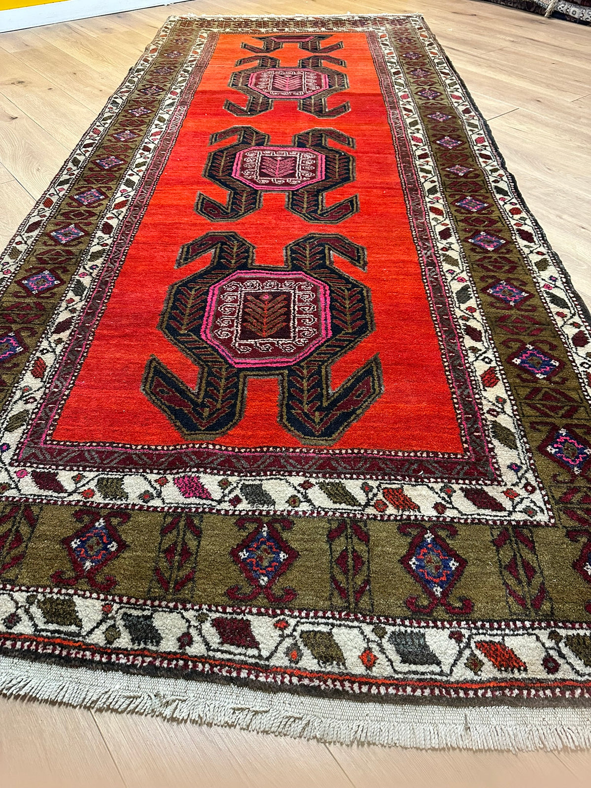 Orientteppich handgeknüpft  Kazak Naturfarben Top 310x130 cm