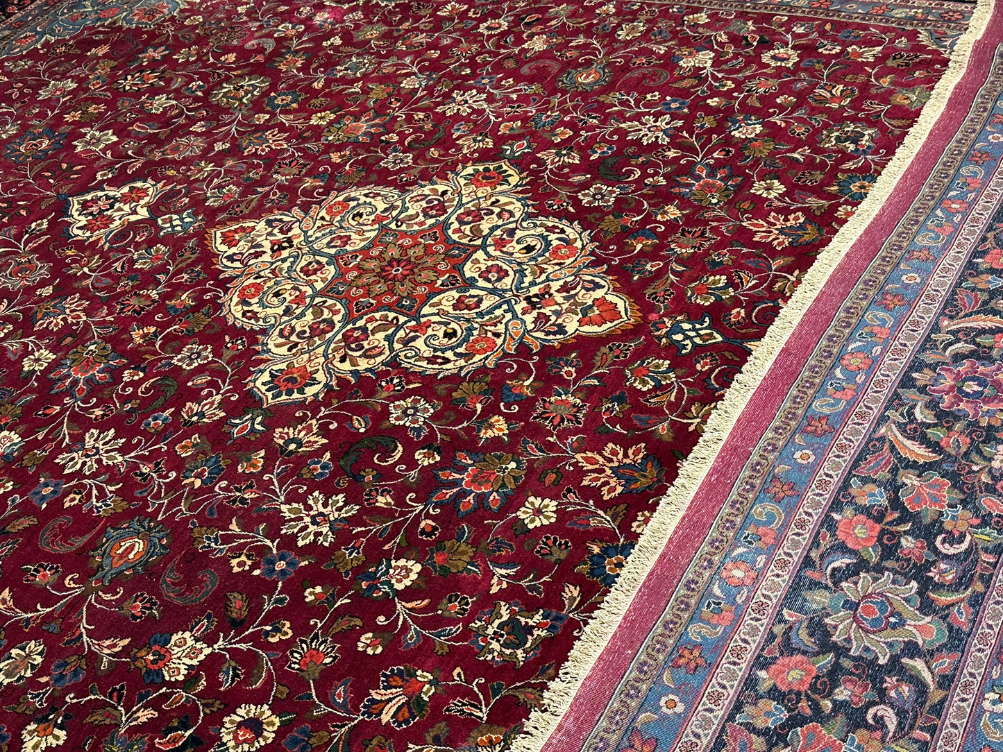 Handgeknüpfter Keschan Korkwolle Teppich Antik 415x320 cm