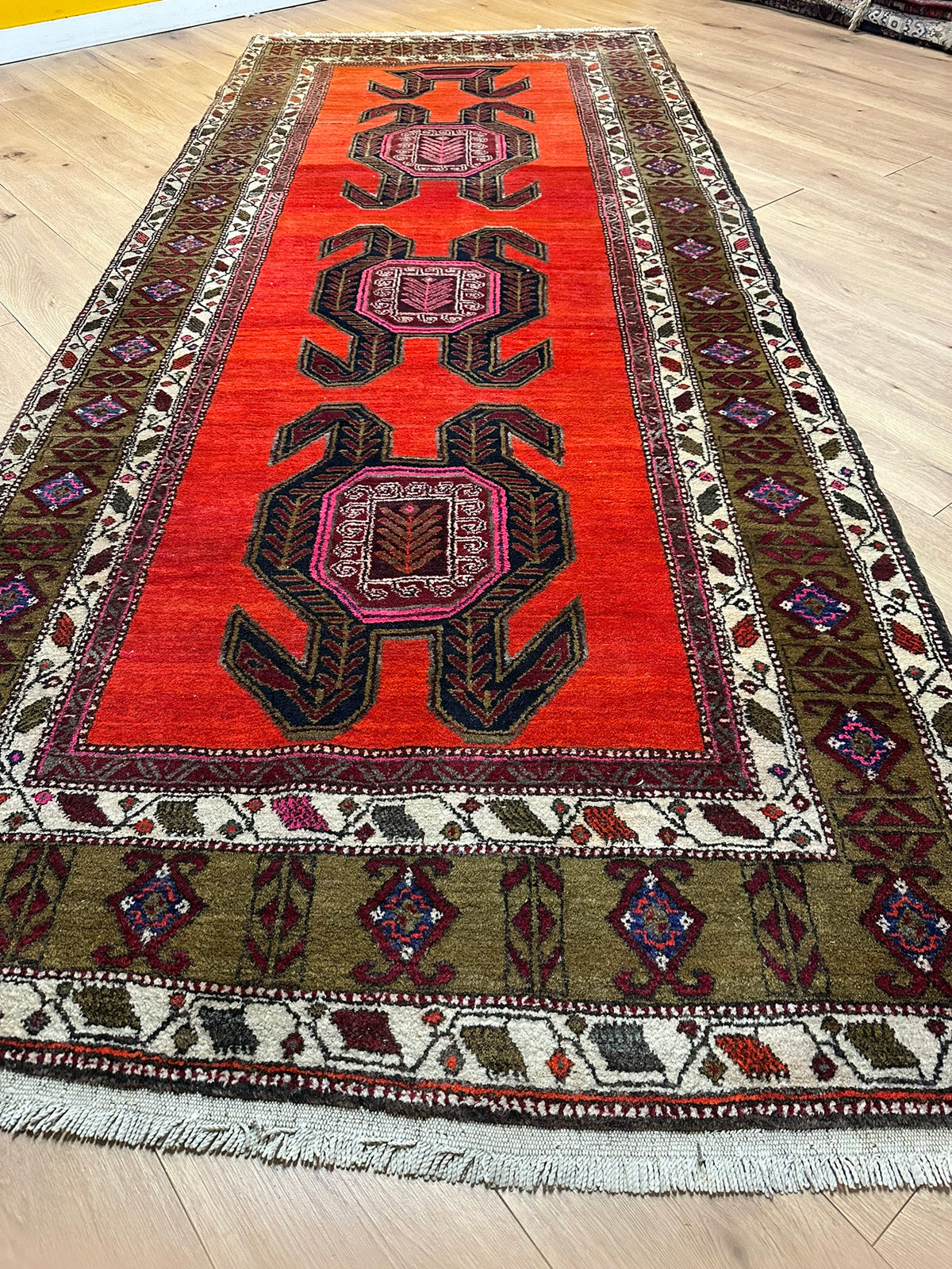 Orientteppich handgeknüpft  Kazak Naturfarben Top 310x130 cm